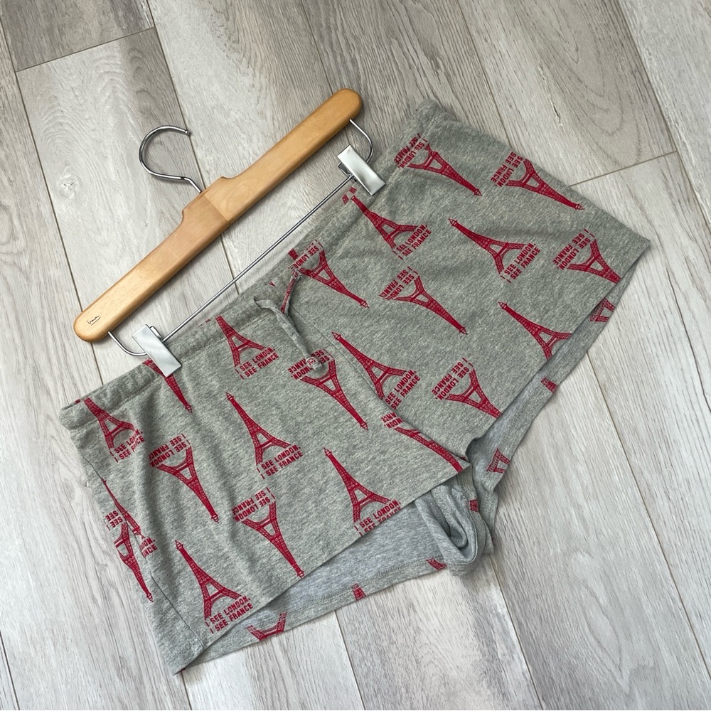 London France Shorts cotton lounge sleep womens Gray (xlarge) fred is red